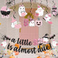 Yavxzvbw A Little Boo Is Almost Due Banner & Decorations - Pink & Black Halloween Baby Shower Party Pack