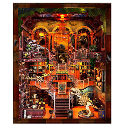 Book Nook Kit - DIY 3D Wooden Puzzle Miniature House with LED Lights - Creative Crafts for Adults - Bookshelf Insert Decor - Educational Gift