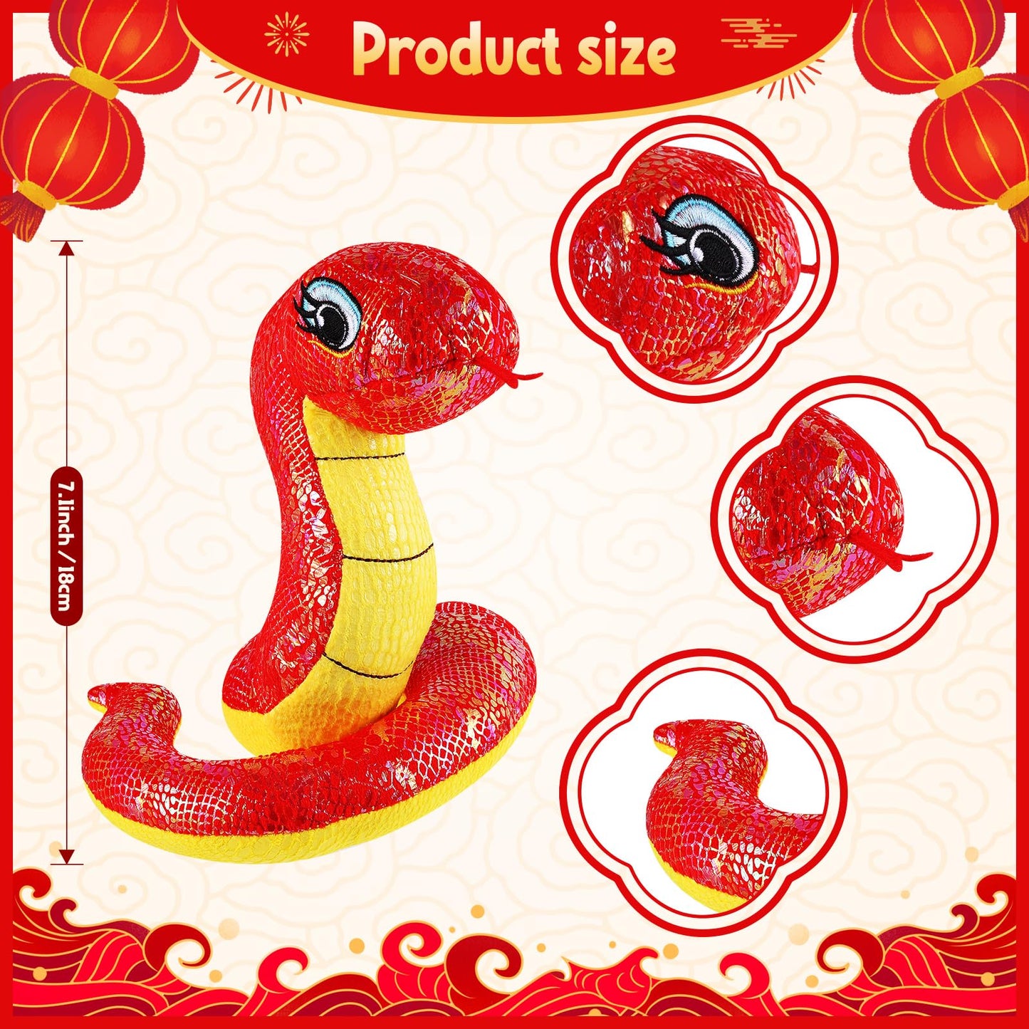 2 Pcs Chinese Snake Plush 2026 Year of The Snake Stuffed Animal Plush Chinese New Year Plush Decoration Mascot Doll Plushies for Spring Festival