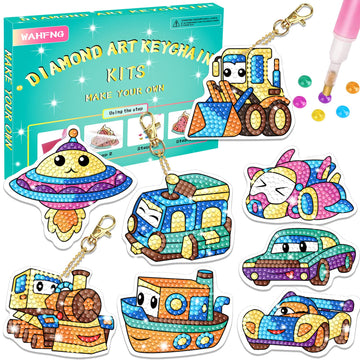 Diamond art Painting Kits For Kids - Make Your Own GEM Keychains - Arts and Crafts for Kids,Girls and Boys - Gem Art Painting Kits - Gift Ideas