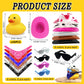 36 Sets Cowboy Ducks with Mini Hat Scarf and Sunglasses Mini Bath Duck Toys for Birthday Swimming Party Gift Favor Decorations