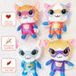 YXCTZKVX Super Cat Plush Toy - Set of 4 Soft Stuffed Animals - Sparks, Buddy, Ginny, Bitsy - Adorable Kitties Gift Set for Children(8Inch)