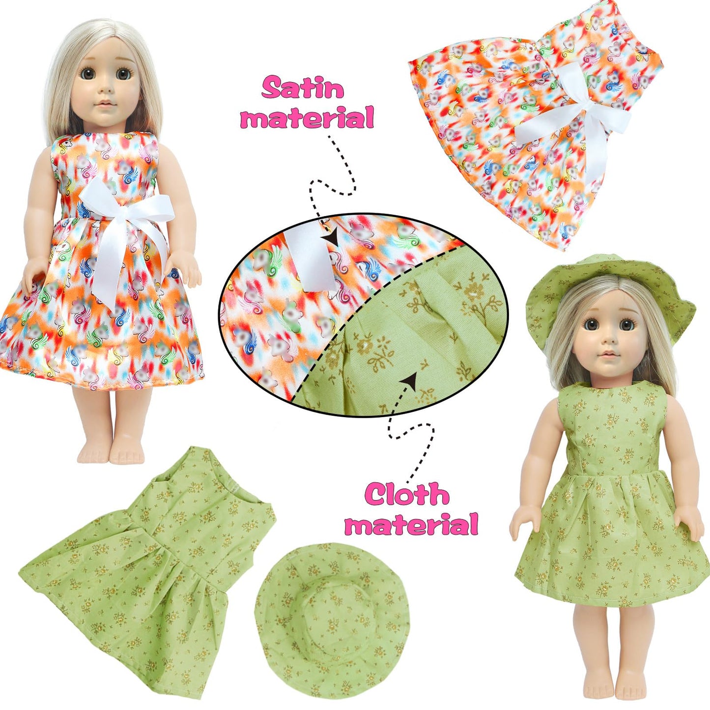 MCZQXW 10 Sets Fashion Doll Clothes and Accessories for 18 Inch Girl Doll, 17 Pcs American Doll Clothing, Dresses, Outfits