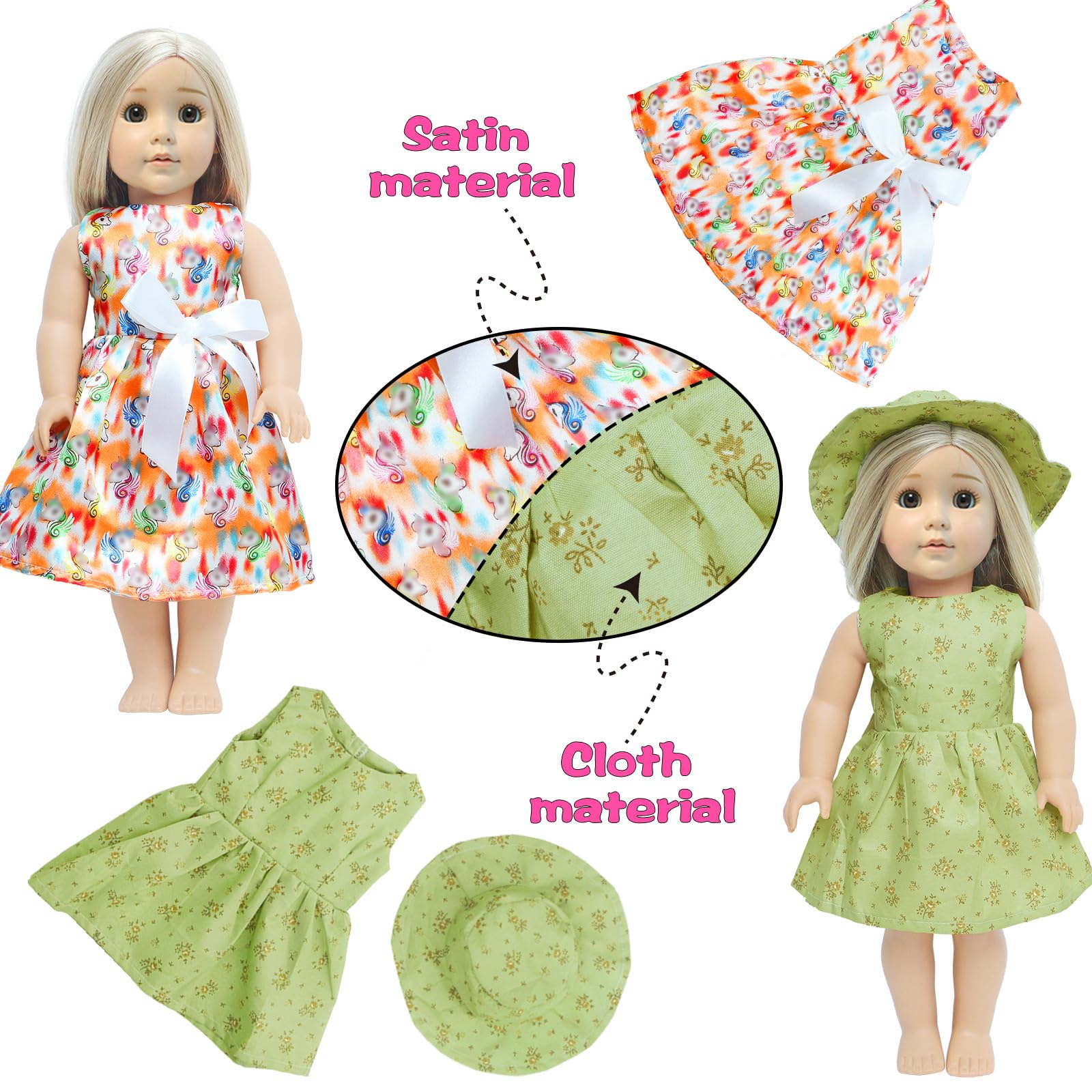 MCZQXW 10 Sets Fashion Doll Clothes and Accessories for 18 Inch Girl Doll, 17 Pcs American Doll Clothing, Dresses, Outfits