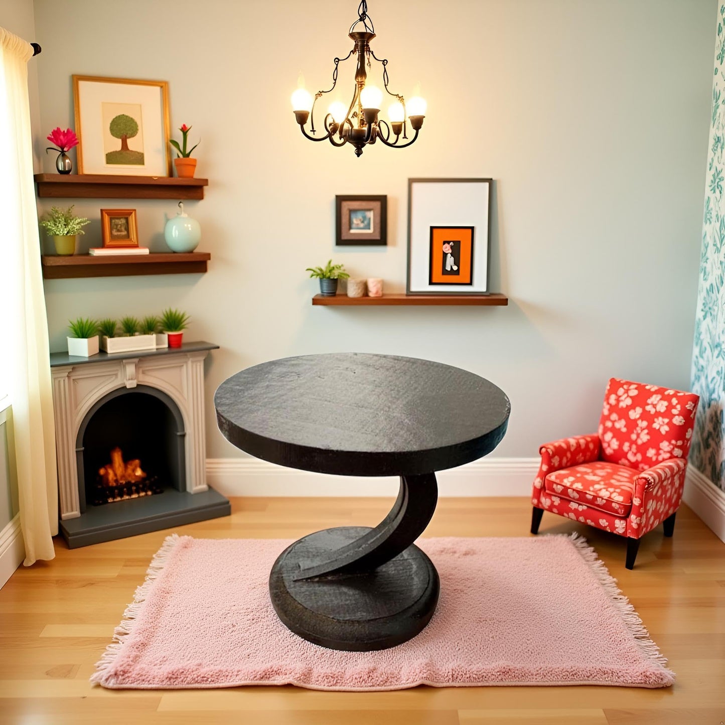 Black 1:12 Model Miniature End Table Dollhouses Living Room Metal Table Furniture Dollhouses Decoration Display Accessories, DIY Doll House Kit