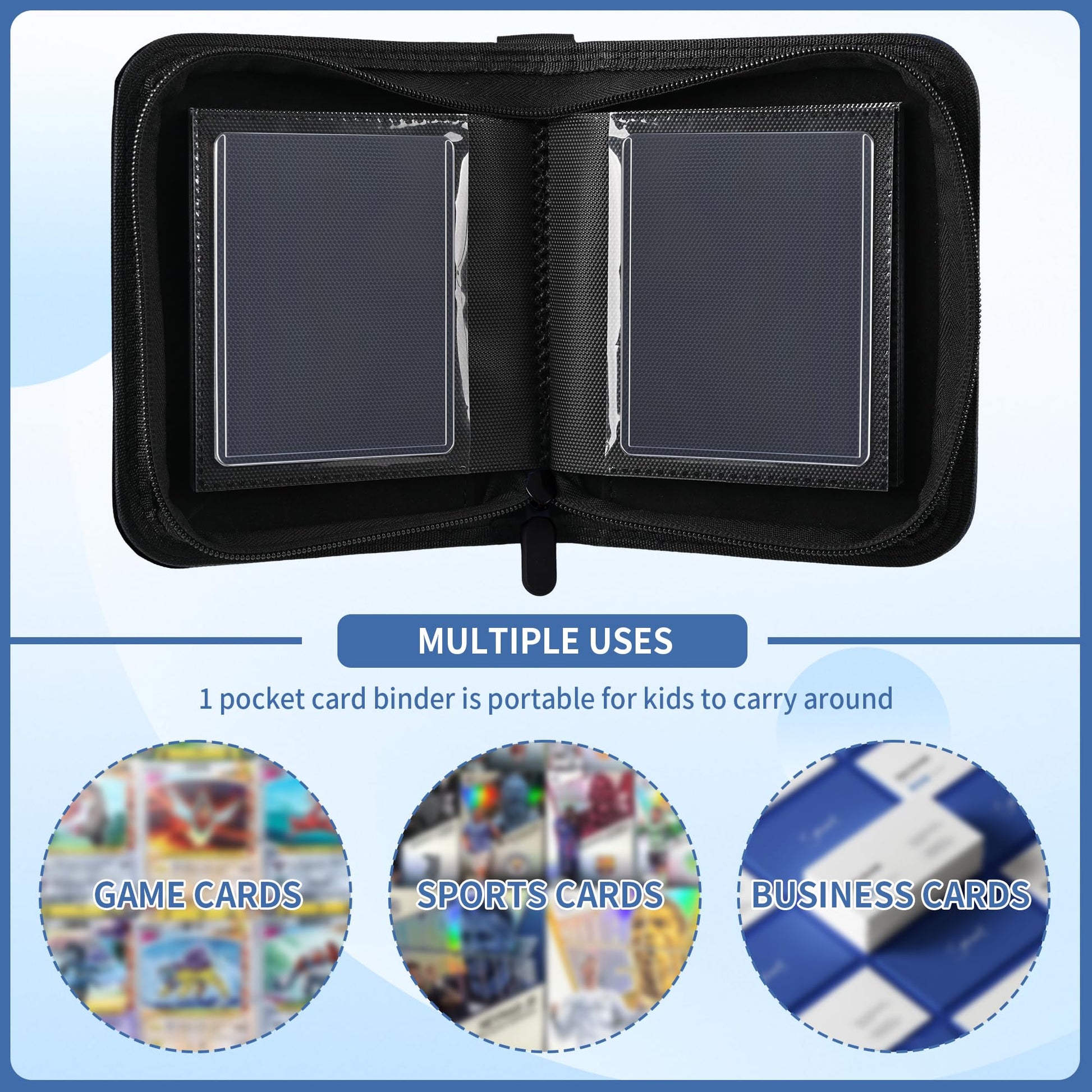 KMOPUYV 1 Pocket Toploader Binder 40 Pockets One Pocket Mini Trading Card Album,Diamond Leather Small Card Binder for 3x4 Rigid Top Loaders,Portable