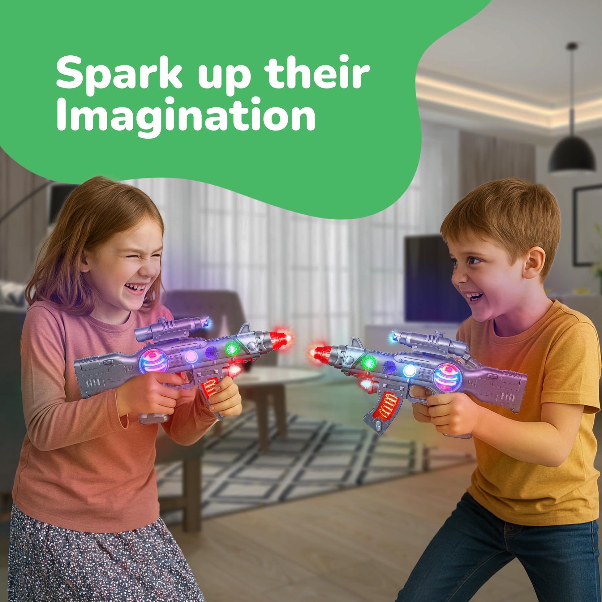 ArtCreativity 12.5 Inch Light Up Space Gun Toy, Alien Blaster with LEDs