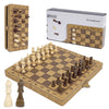 Bucher & Rossini 15-Inch Magnetic Chess Set, Faux Leather Foldable Board with Storage Compartments, Travel Chess Game Set - Classic Board Game