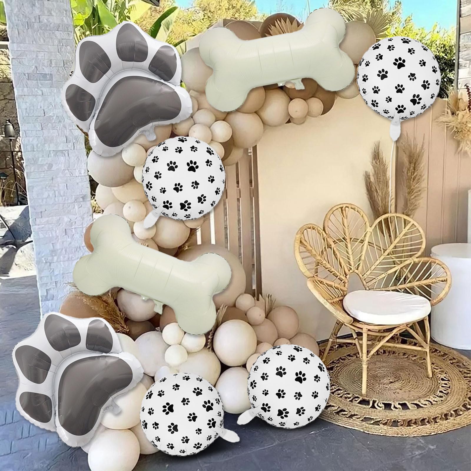 8 Pcs Dog Balloons 30 Inch Bone Foil Balloons Paw Print Balloon Dog Birthday Decorations Grey Dog Paw Balloon Pets Puppy Themed Birthday Party