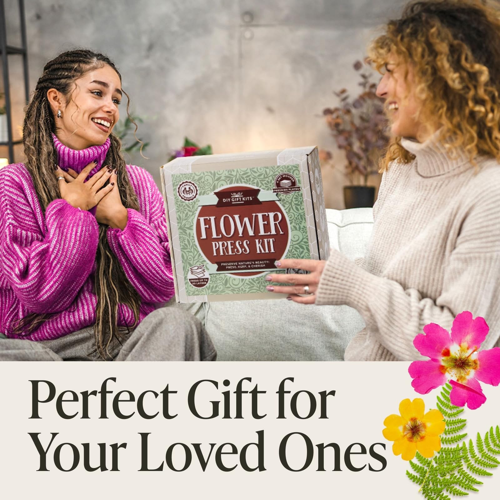 DIY Gift Kits Flower Press Kit - 20 Layers - 2 Sets of 10x10 Inch Wooden Panels - Easy Dried Flower Crafting and Preservation - Adult Beginner Gift