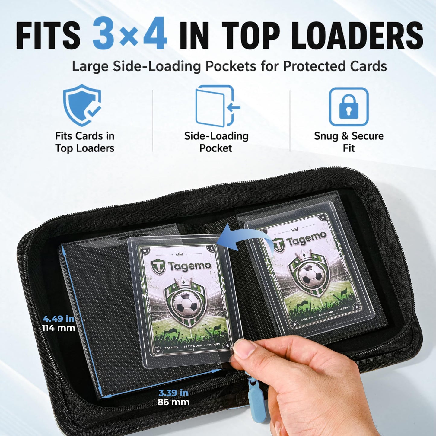 One Pocket Top Loader Binder with Zipper, 40 Pocket Small Single Card Binder for 3x4 Rigid Top Loaders, Portable Trading Card Album for TCG, Sports