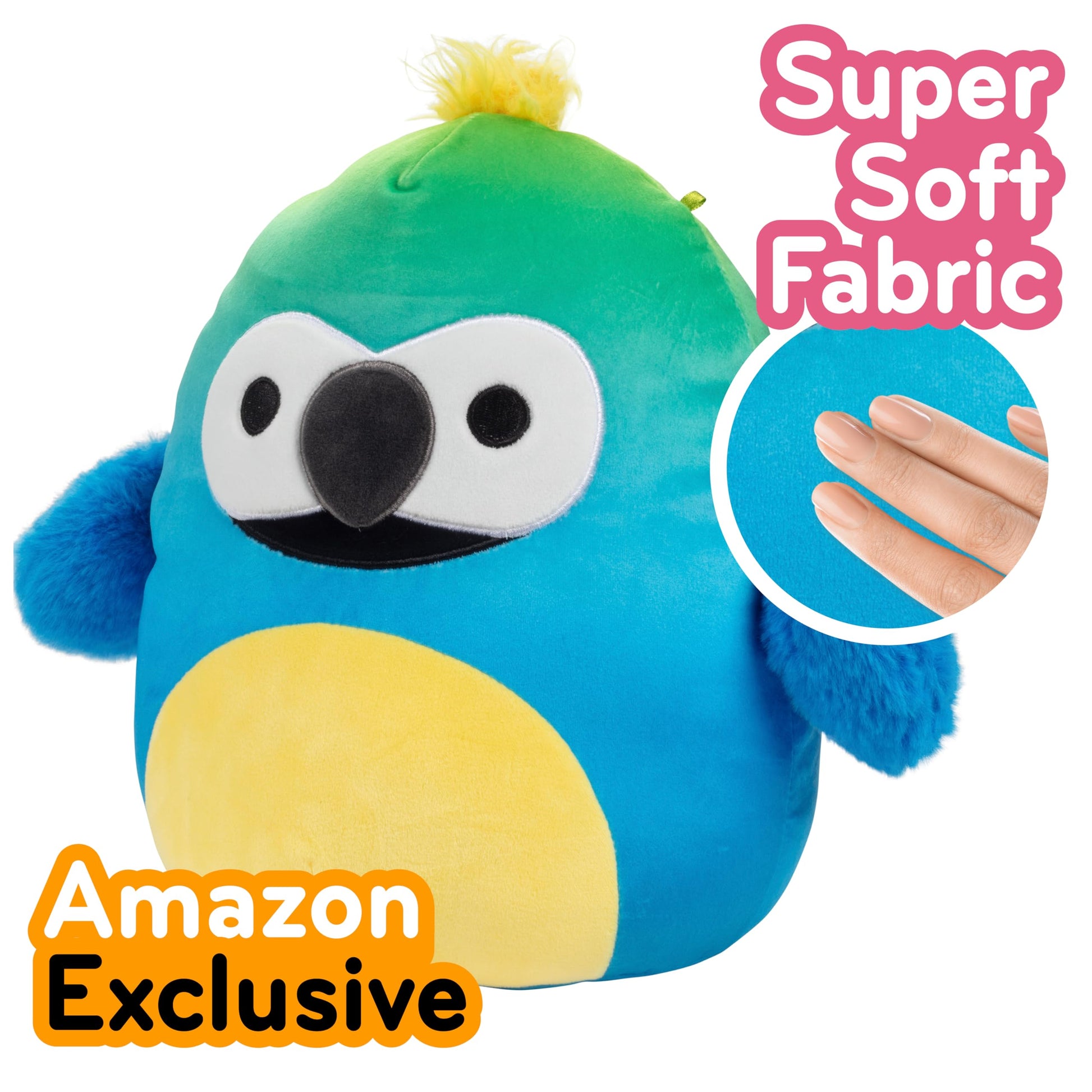 Squishmallows Original 10 Inch Baptise The Macaw - Official Jazwares Plush - Soft, Cuddly Collectible Bird Parrot Stuffed Animal Toy - Gift for Boys