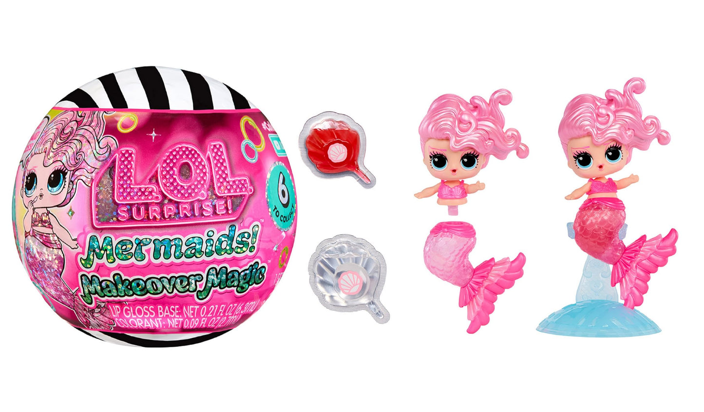 LOL Surprise Mermaids Makeover Magic Tots with DIY Wearable Lip Gloss Makeup for You and Your Doll, Fun Water Play, Gift for Kids Ages 4+