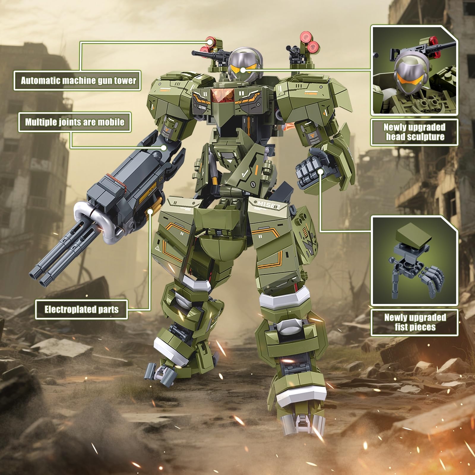 HIGH GODO Main Battle Mech Robot Transforming Building Blocks Set for Adults,City Warrior Justice Hero Soldier Mech Model Building Kit, Cool Creative