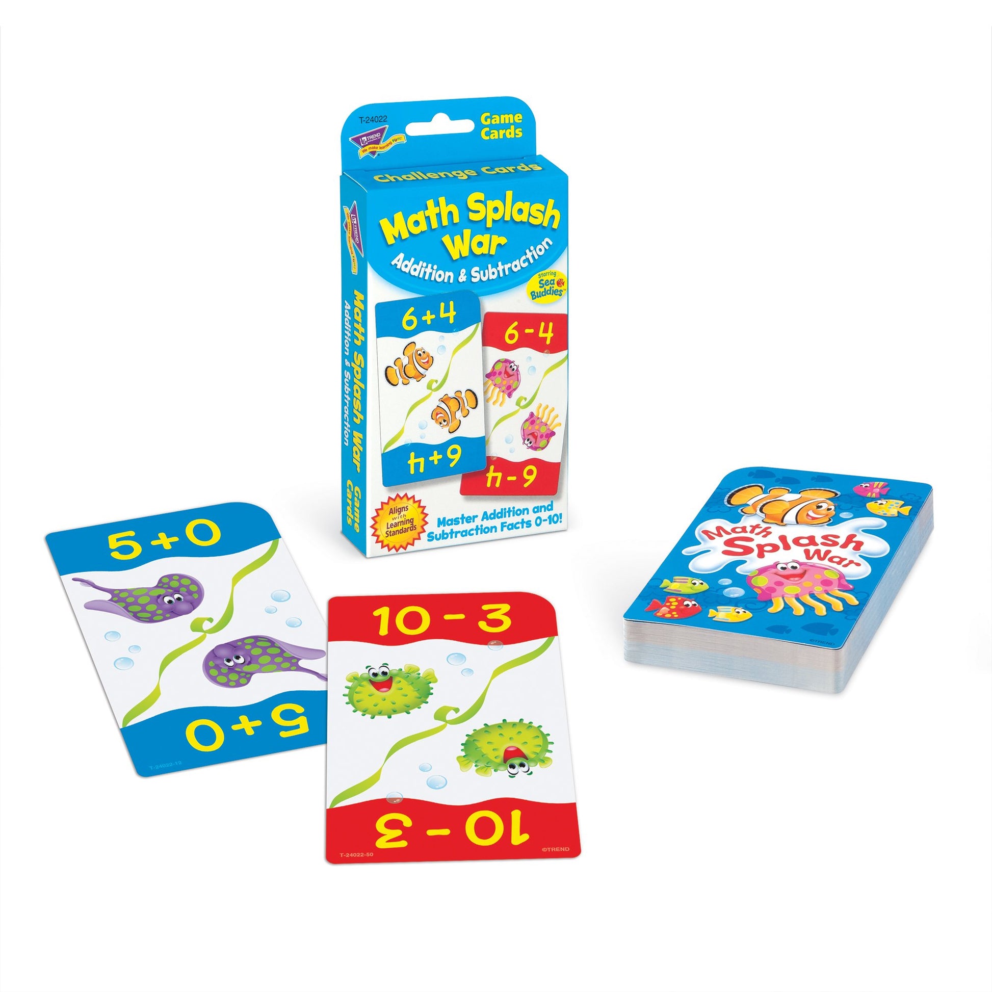 Trend Math Splash War Addition & Subtraction Challenge Cards, Ages 6-9, Grades 1-3
