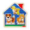 Melissa & Doug Pet Animals Jumbo Knob Puzzle, Wooden Peg Puzzle for Toddlers, Educational Toy for Shape Recognition and Fine Motor Skills, Ages 1+