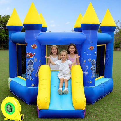 Inflatable Bounce House for Kids 3-10, 550W Blower Included Indoor Outdoor Bouncy House with Slide,Toddler and Infant Jumping Castle