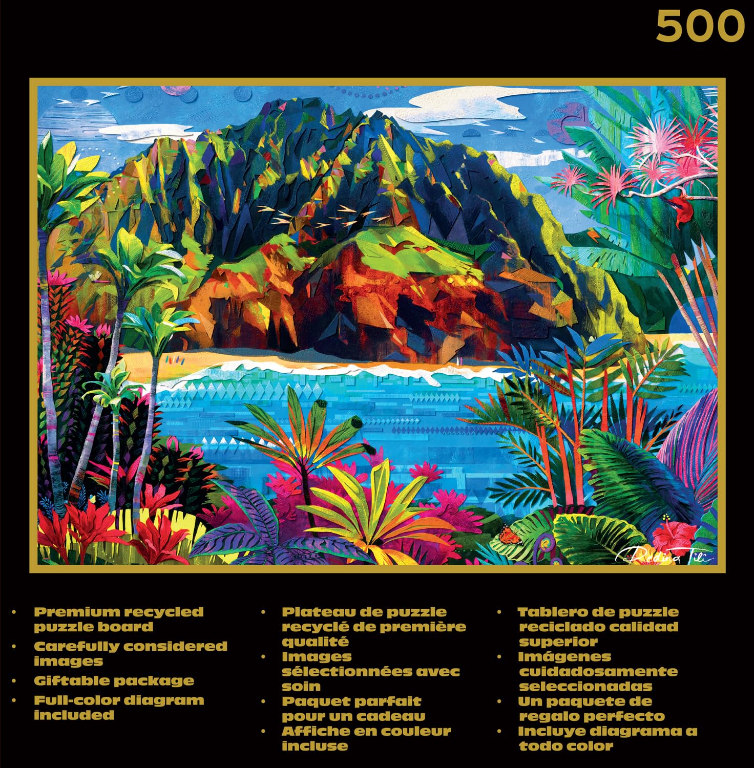 Buffalo Games - Gold - Redina Tili - Hawaii Spectrum - 500 Piece Jigsaw Puzzle for Adults - Challenging Puzzle Perfect for Game Nights - Precision-Cut
