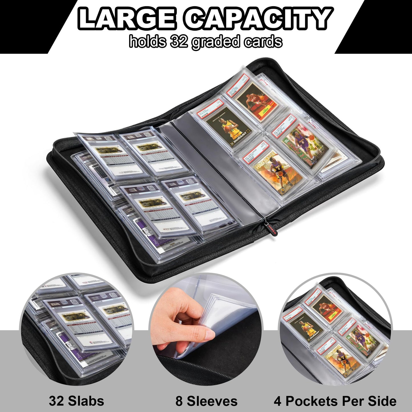 PREZA The Original Slab Binder - Graded Card Storage Binder - Holds 32 Graded Slabs - Premium Trading Card Album Compatible with PSA, BGS, and SGC