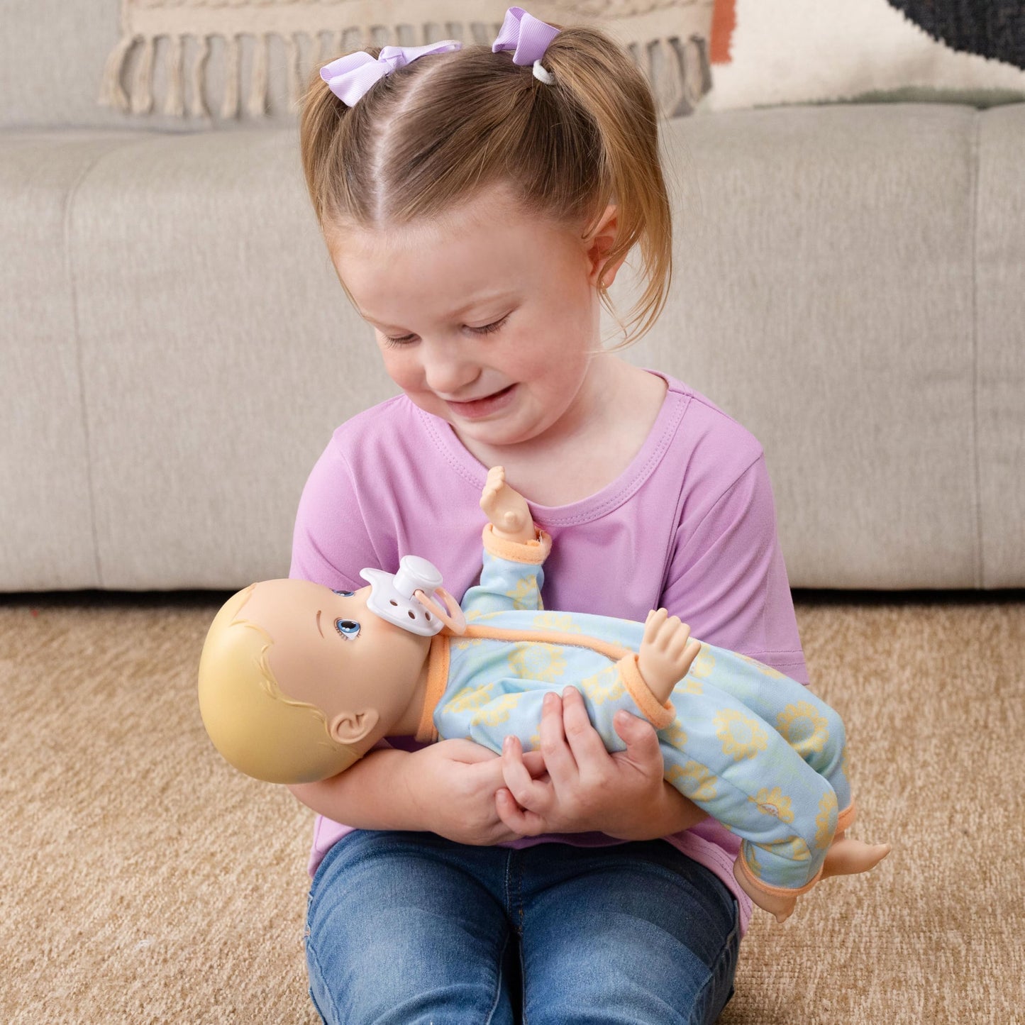 Acorn Avenue 14 Inch Soft Baby Doll for Toddlers 1-3, with Removable Clothes & Pacifier, Toddler Doll Toy (Blue Caucasian)