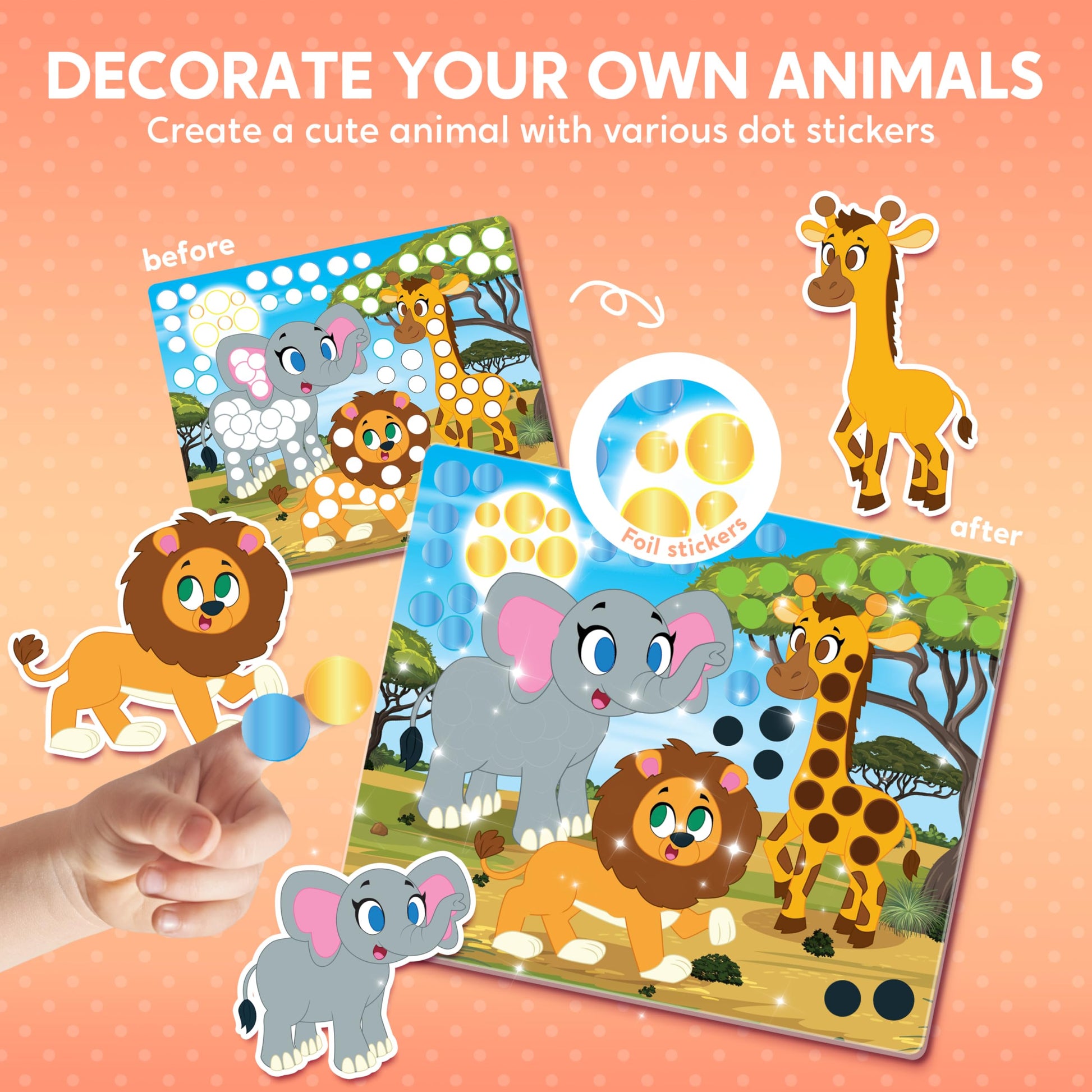 Klever Kits Dot Art Kit for Kids, No Mess Sticker for Toddlers 3-7, Craft Kits, DIY Creative Activity, Travel Toy, Birthday Gifts for Boys Girls