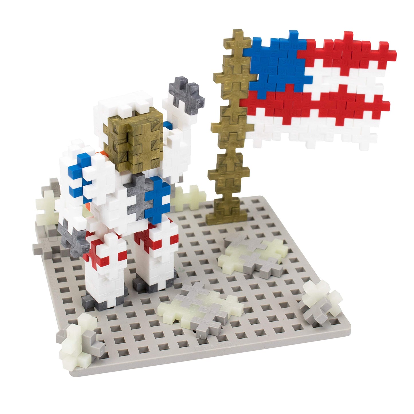 Plus Plus - Apollo 11 Space Playset Bundle - Space Mini Maker Tubes and Baseplate Builder - Construction Building STEM | STEAM Toy, Interlocking Mini