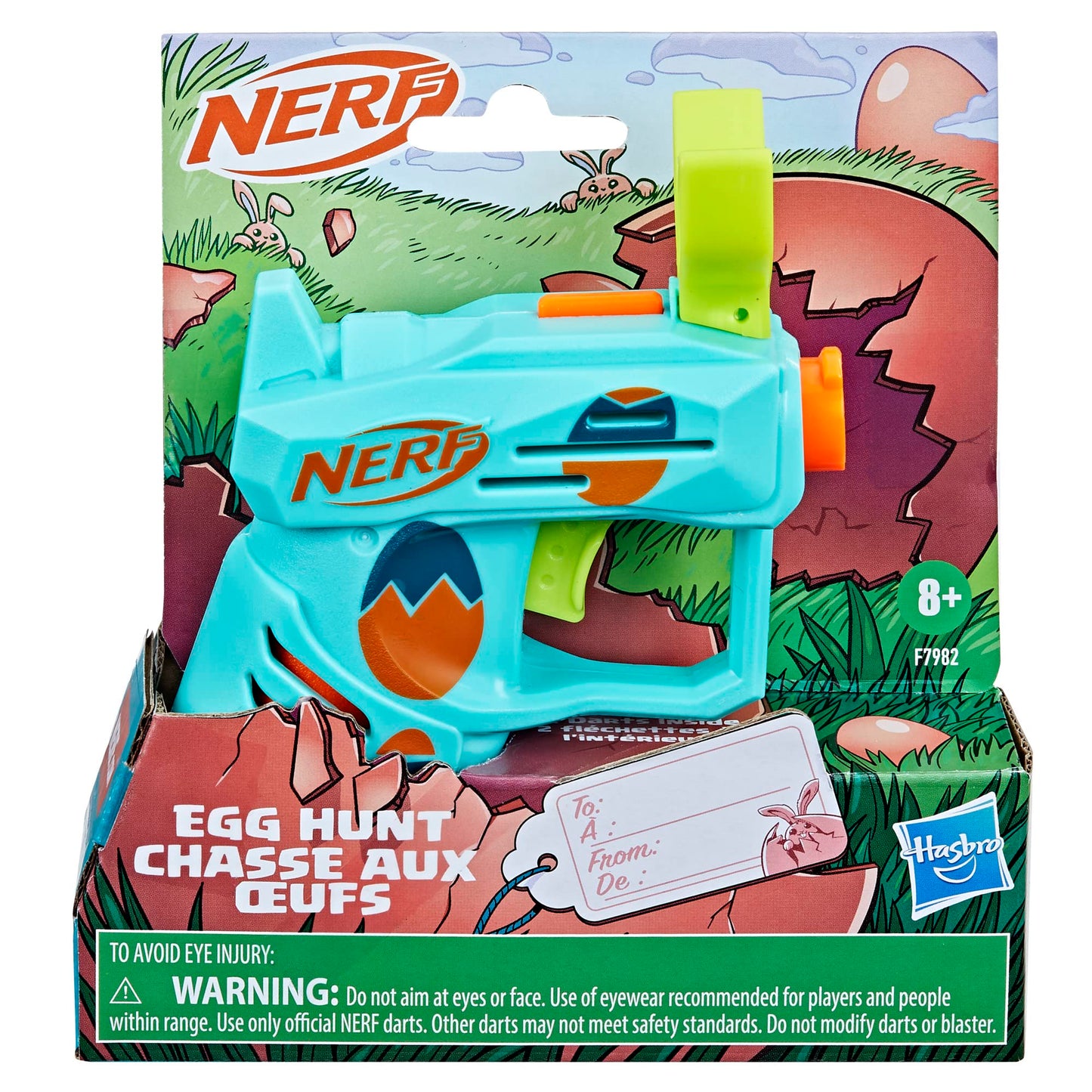 Nerf Elite 2.0 Easter Egg Hunt Blaster, 2 Nerf Elite Darts, Pull to Prime, Spring Toy Foam Blaster for 8 Year Old Boys & Girls