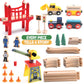 Play22 Wooden Train Set Toddler Toys - 38 Pieces Wood Train Track Set for Toddlers 3-4 Years with Crane, Bridge & Accessories