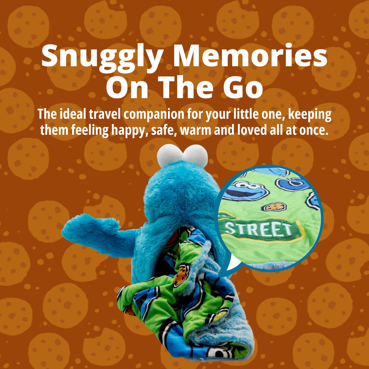 Baby Security Blanket - Sesame Street Cookie Monster 2-in-1 Stuffed Animal & Blanket - Soft Plush Baby Lovey for Boy & Girl - Cookie Monster Plush