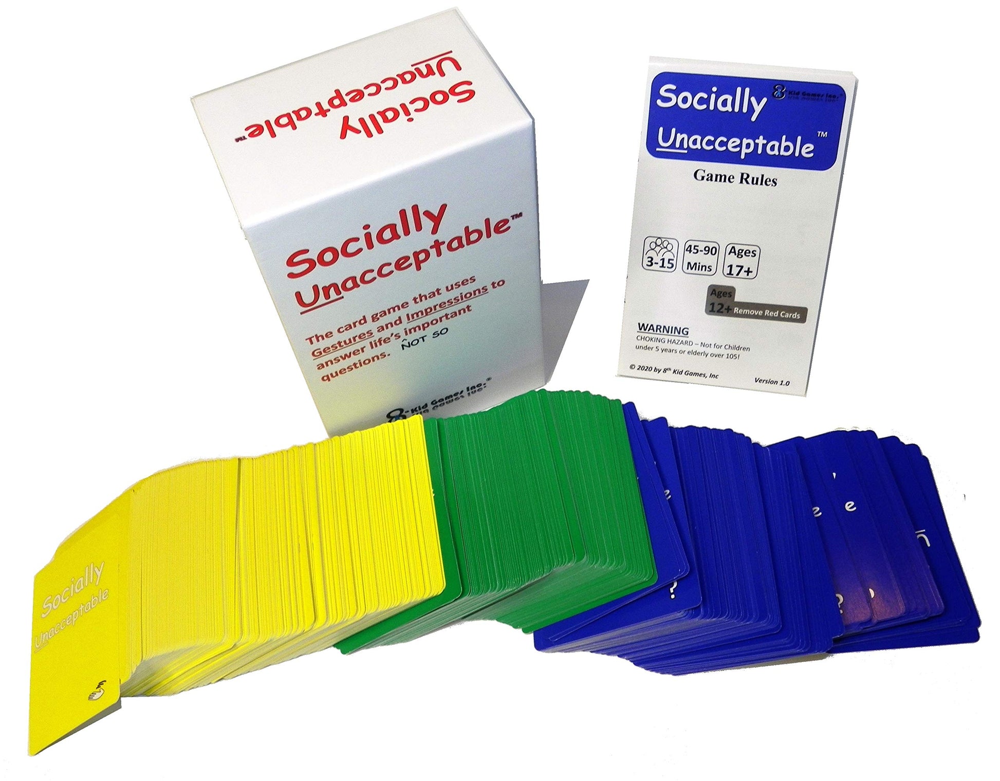 8th Kid Games - Socially Unacceptable - Interactive and Different !!!! Party Game, Game Nights, or Anytime! Perfect for Adults, Couples, College,