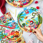 142pcs Summer Christmas Plates Tableware Set Summer Beach Hawaiian Santa Plates Napkins Cups for Summer Pool Mele kalikimaka Tropical Christmas Luau