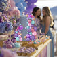 50PCS Macaron Ball Cake Topper Decoration for DIY Baking 5 Sizes Decorative Cake Toppers for Wedding Birthday and Anniversary (Pink Blue Purple)