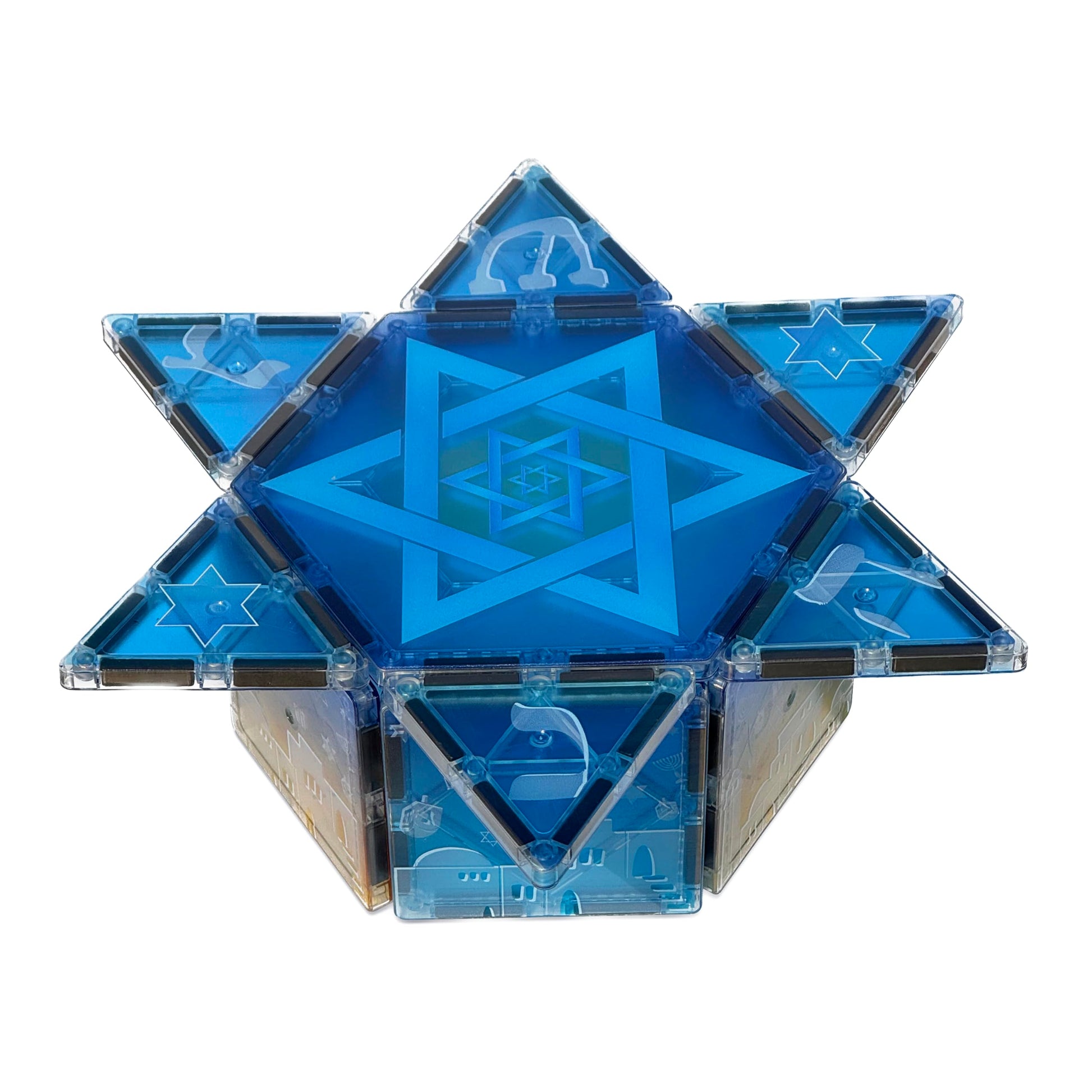 CreateOn Hanukkah Starter Set - Magnetic Tiles, Building Set for Kids, Magnetic Building Toy, STEM Travel Toys for Boys and Girls Ages 3+, 13-Piece