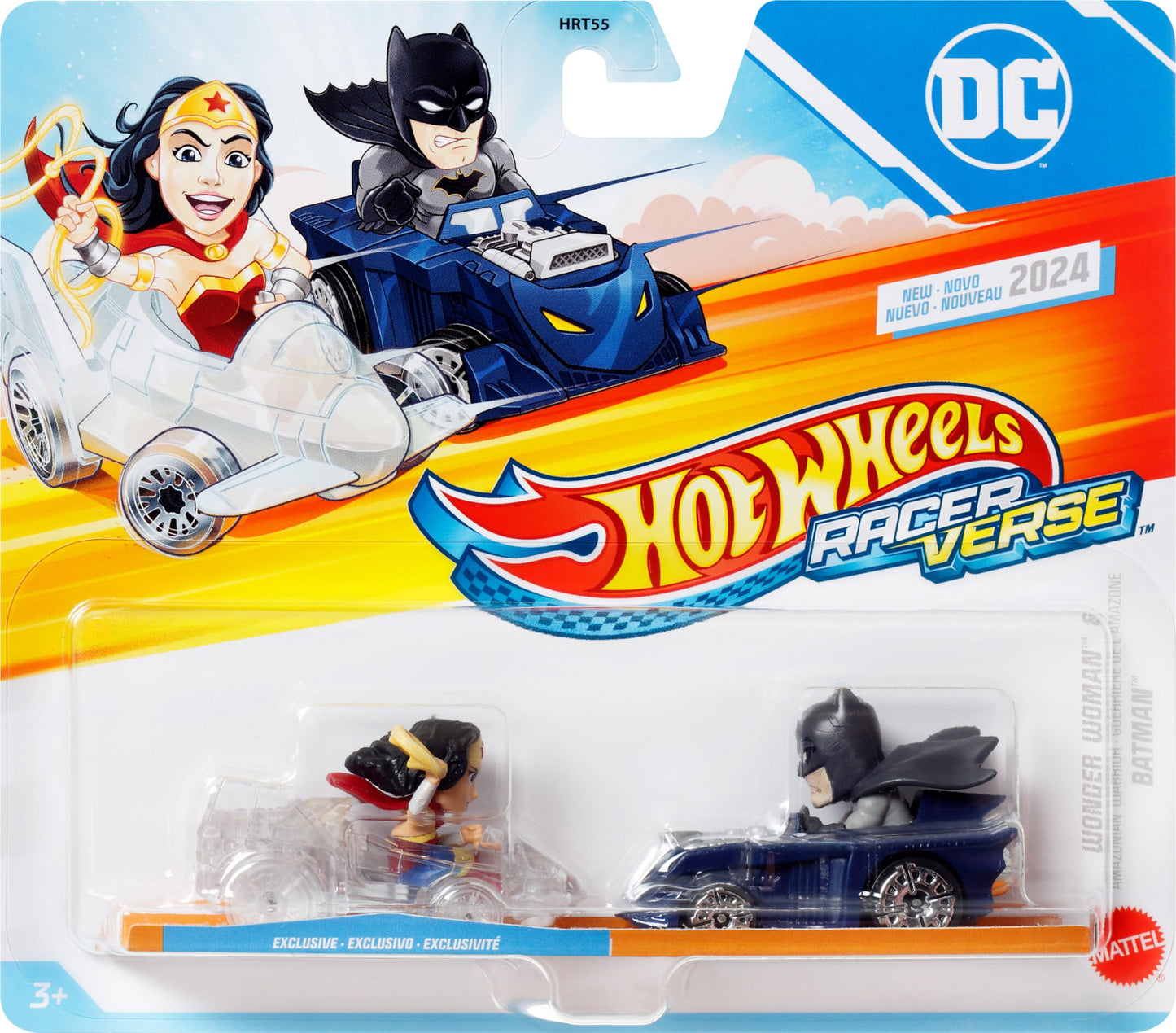 Hot Wheels Toy Cars, Set of 2 RacerVerse Die-Cast Vehicles with Character Drivers Optimized for Performance on RacerVerse Track (Styles May Vary)