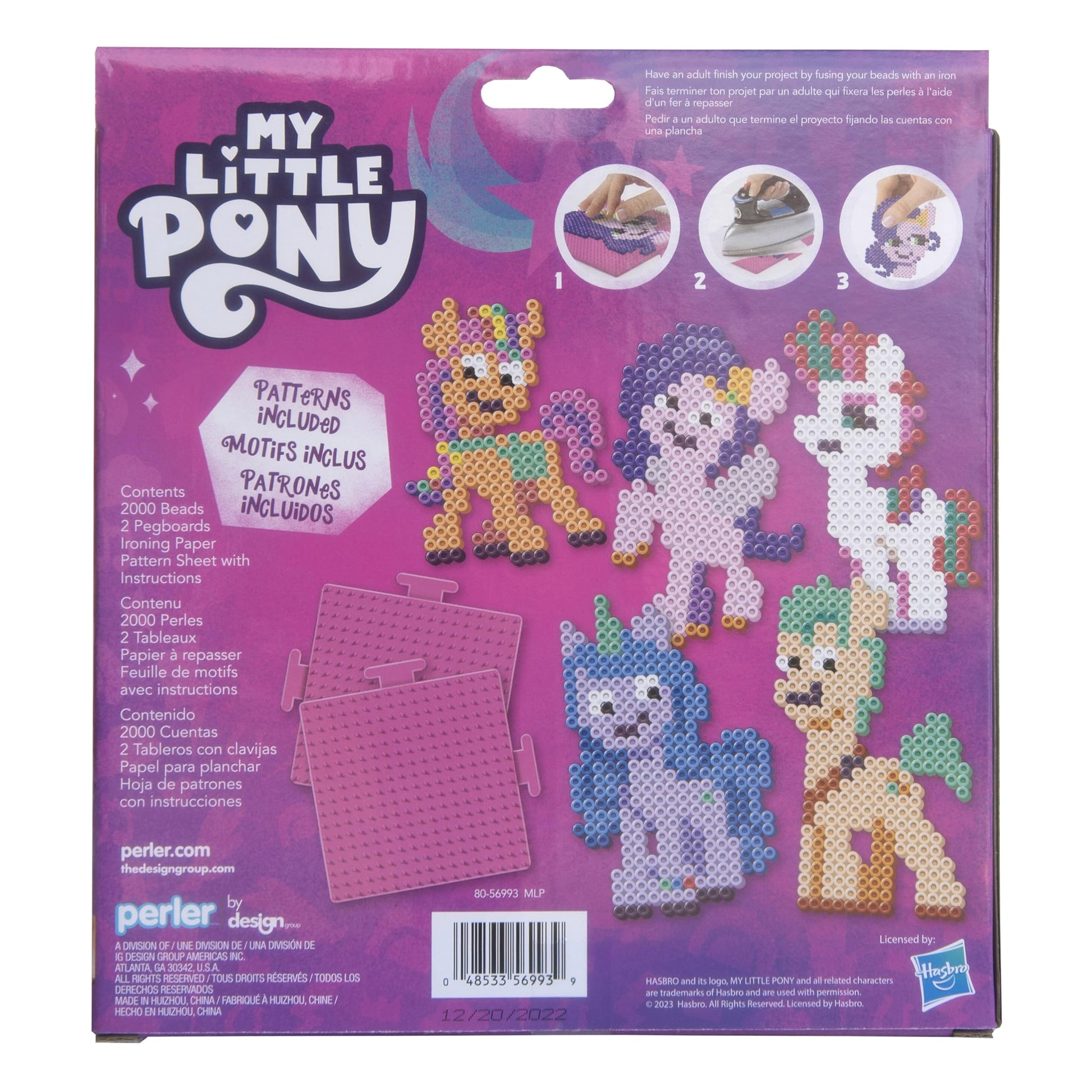 Perler 80-56993 My Little Pony Fused Bead Activity Kit with Pegboard and 5 Patterns, Multicolor, 2004 Pieces