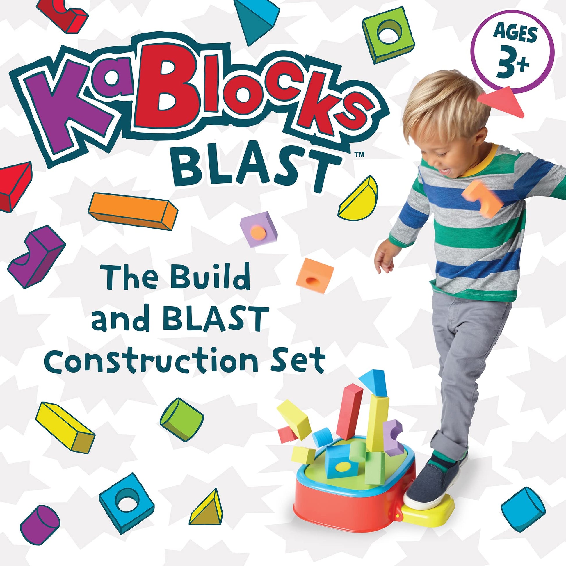 MindWare KaBlocks Blast, Includes 30 Foam Blocks, 2 Launch Blocks, Building Platform & Kaboom Launch Pad - Ages 3+
