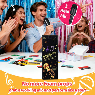 2026 Grab Microphone Game with Real Microphone, 2-10 Players -Singing Party Game for Adults, Family, Teens, 250 Lyric Challenge(135 Cards), Fun Music