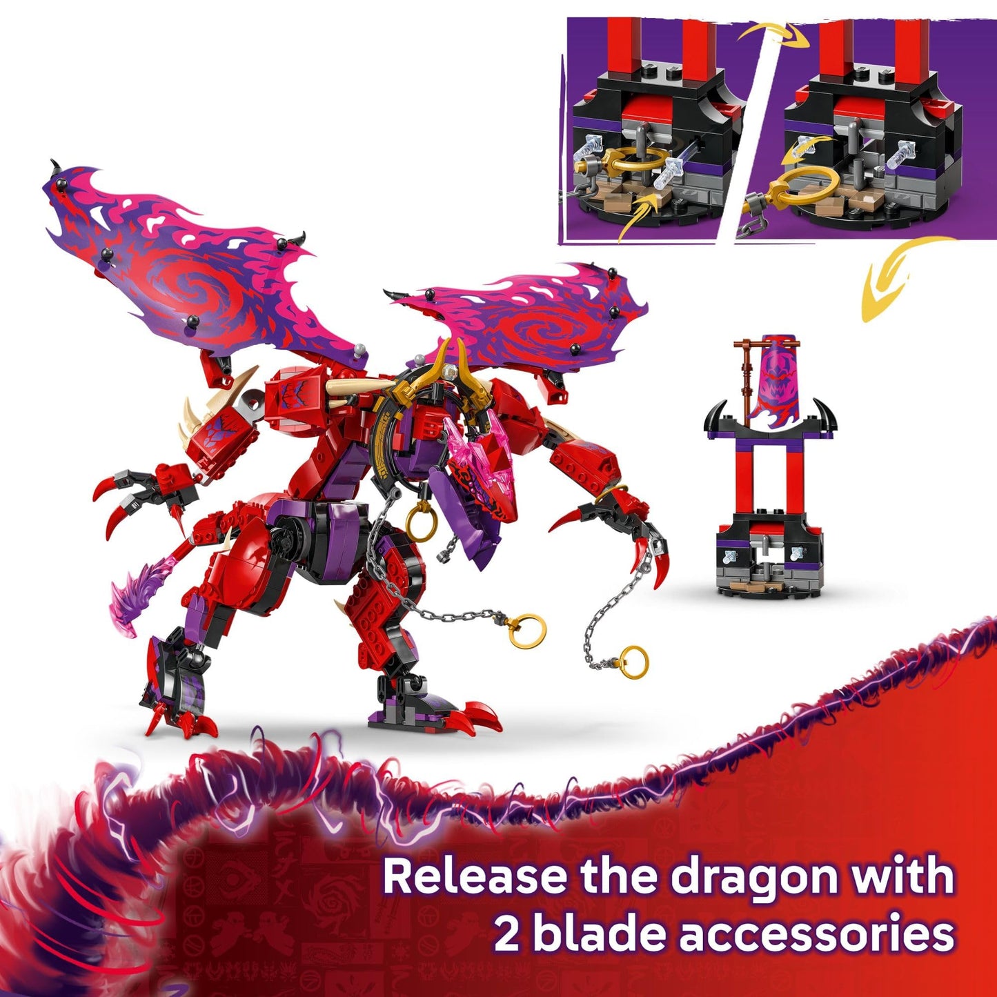LEGO NINJAGO Thunderfang Dragon of Chaos Building Toy for Kids Ages 8+ - Dragon Rising Playset with 6 Minifigures and Poseable Figure - Birthday Gift