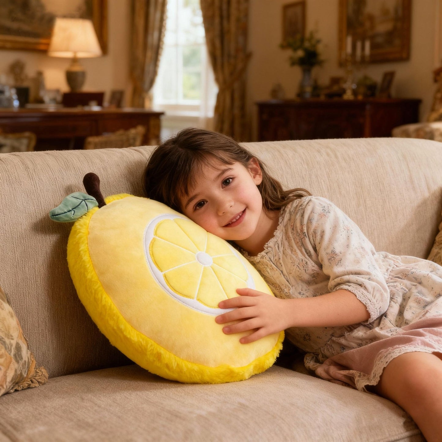YONLIT Lemon Plush Pillow Cute Fruit Stuffed Animal Soft Plushie Snuggly Hugging Pillow Toy Gifts for Kids Brithday Lemon Lover and Christmas 12.6