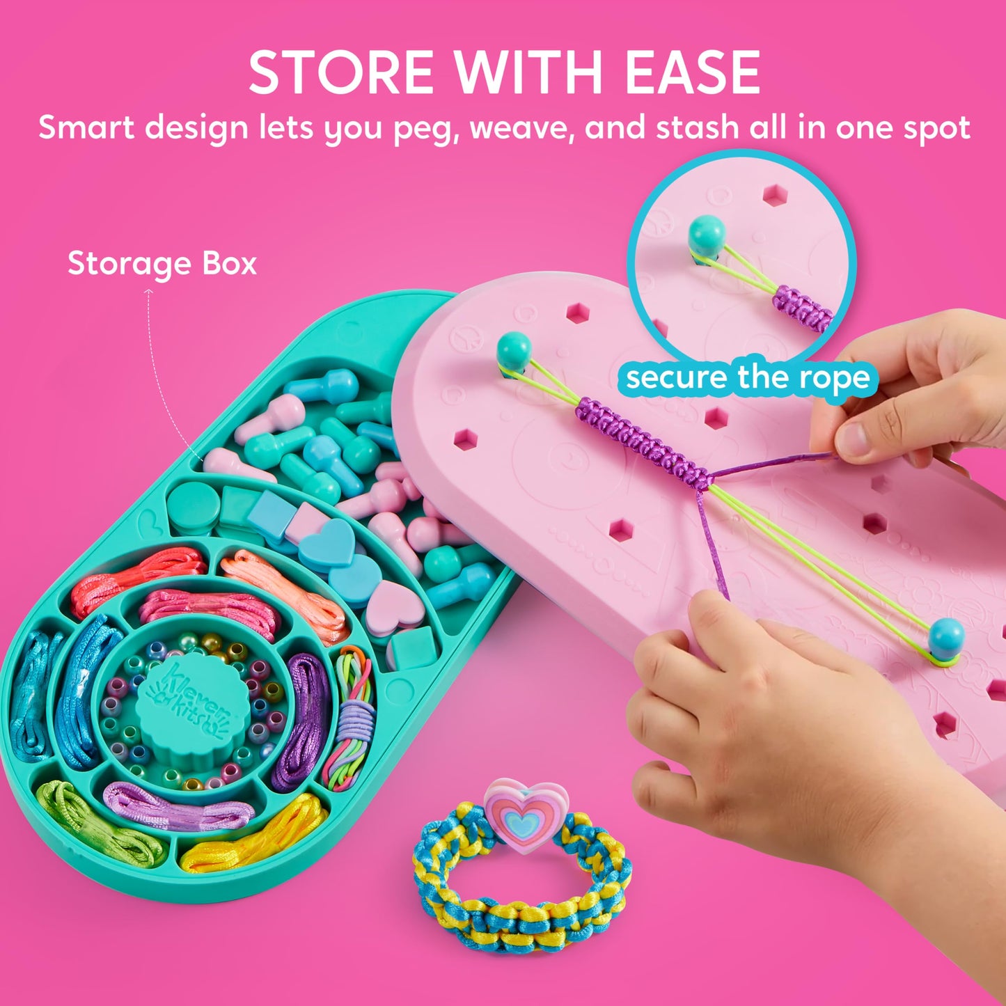 JOVA Klever Kits Friendship Bracelet Making Kit, Arts and Crafts for Kids Ages 6-12, Birthday Present for Teen Girl, Children's Jewelry Craft Set