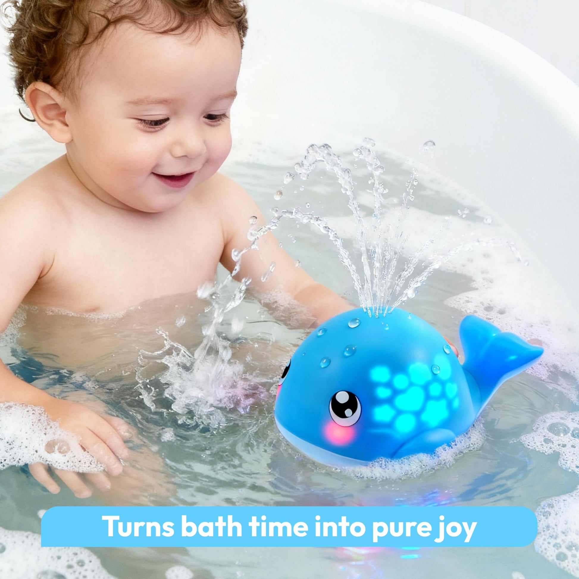 lalalark Baby Bath Toys, Sprinkler Whale Bath Toy for Babies 6-12 Months, Light Up Bath Toys for Kids Ages 1-3, Bathtub Toy for Boy & Girl, Easter