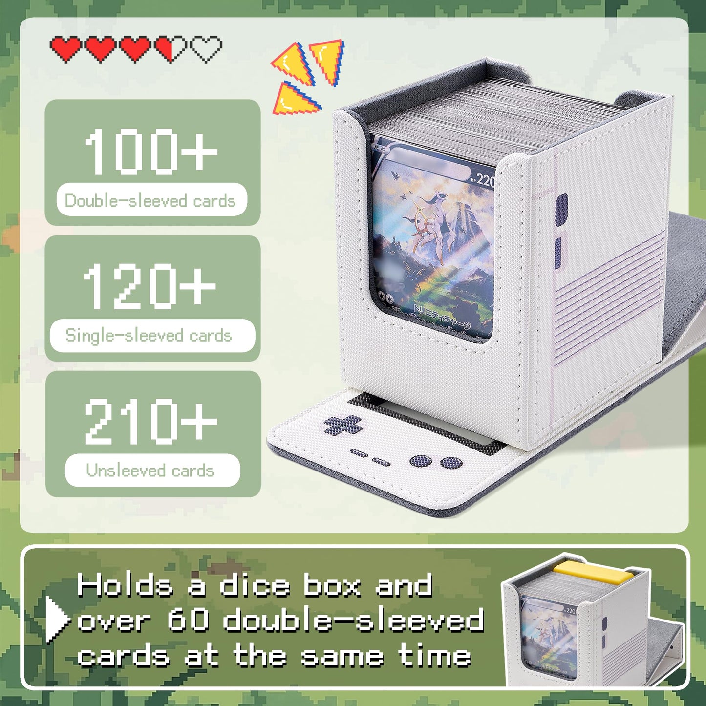 Retro Gaming Console Appearance MTG Deck Box with Commander Display, Card Deck Case Fit 120 Single Sleeved Cards, PU Leather Magnetic Card Storage Box