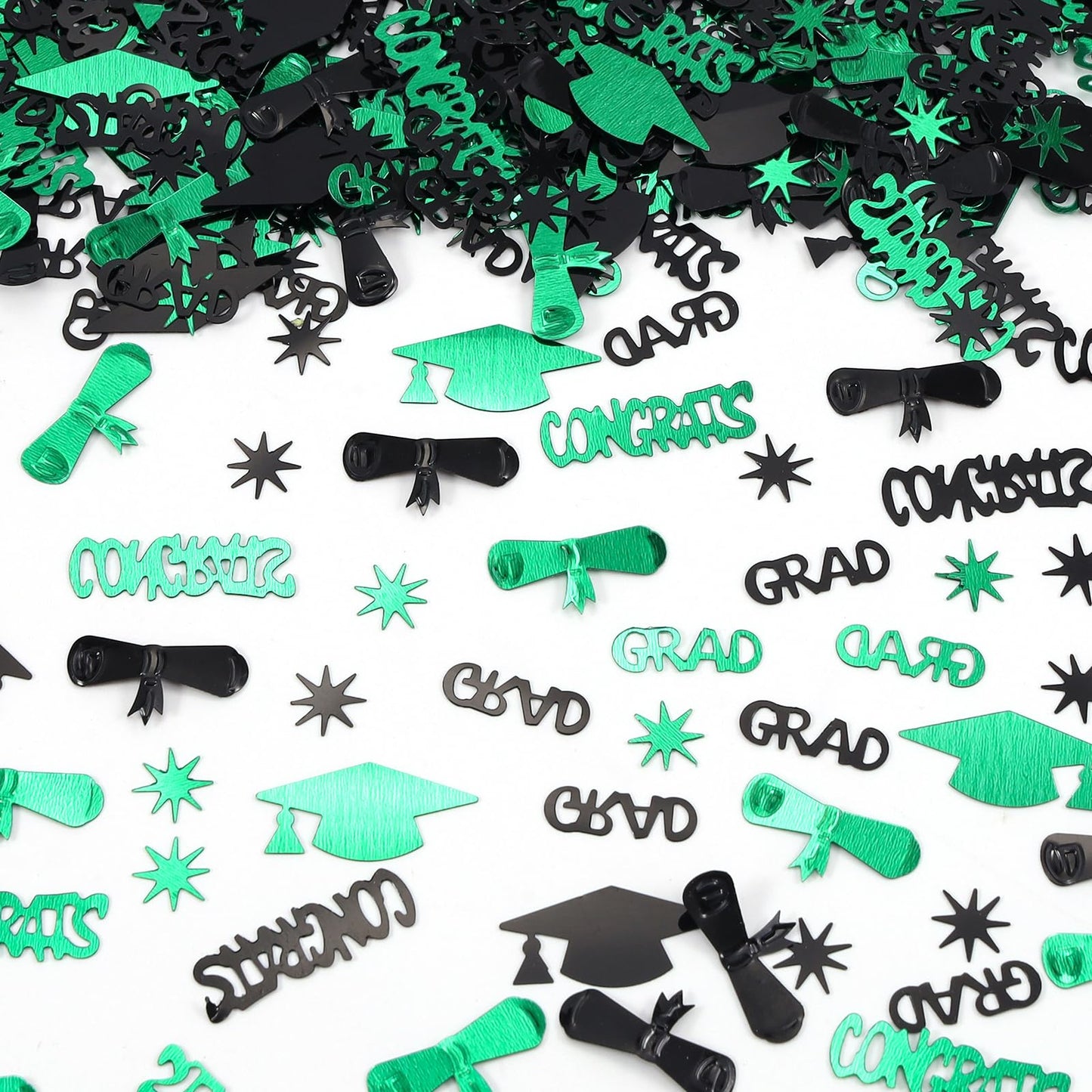 Green and Black Graduation Confetti 2026, 1000 Pcs Class of 2026 Table Centerpiece Grad Confetti for 2026 Graduation Party Decorations Supplies