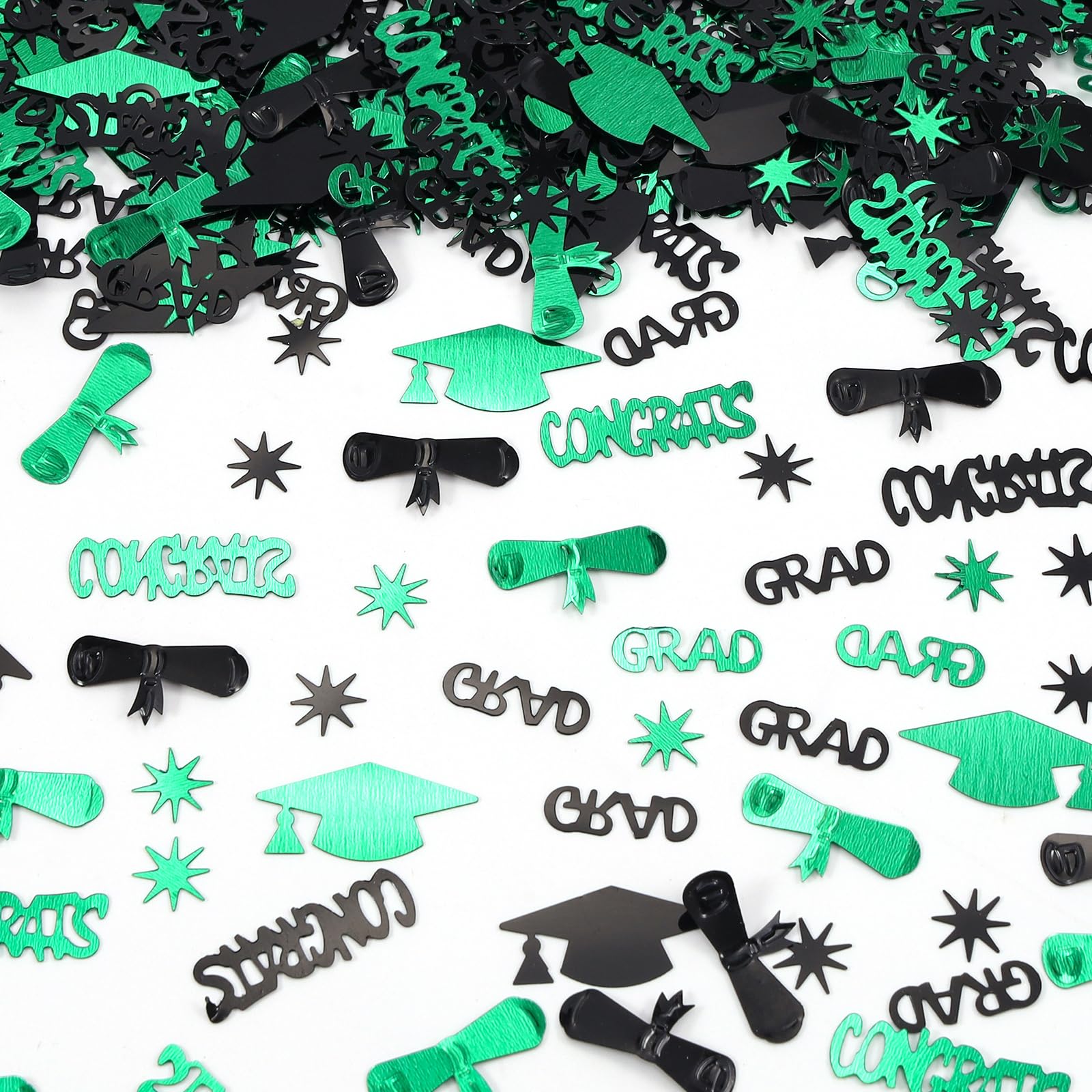 Green and Black Graduation Confetti 2026, 1000 Pcs Class of 2026 Table Centerpiece Grad Confetti for 2026 Graduation Party Decorations Supplies