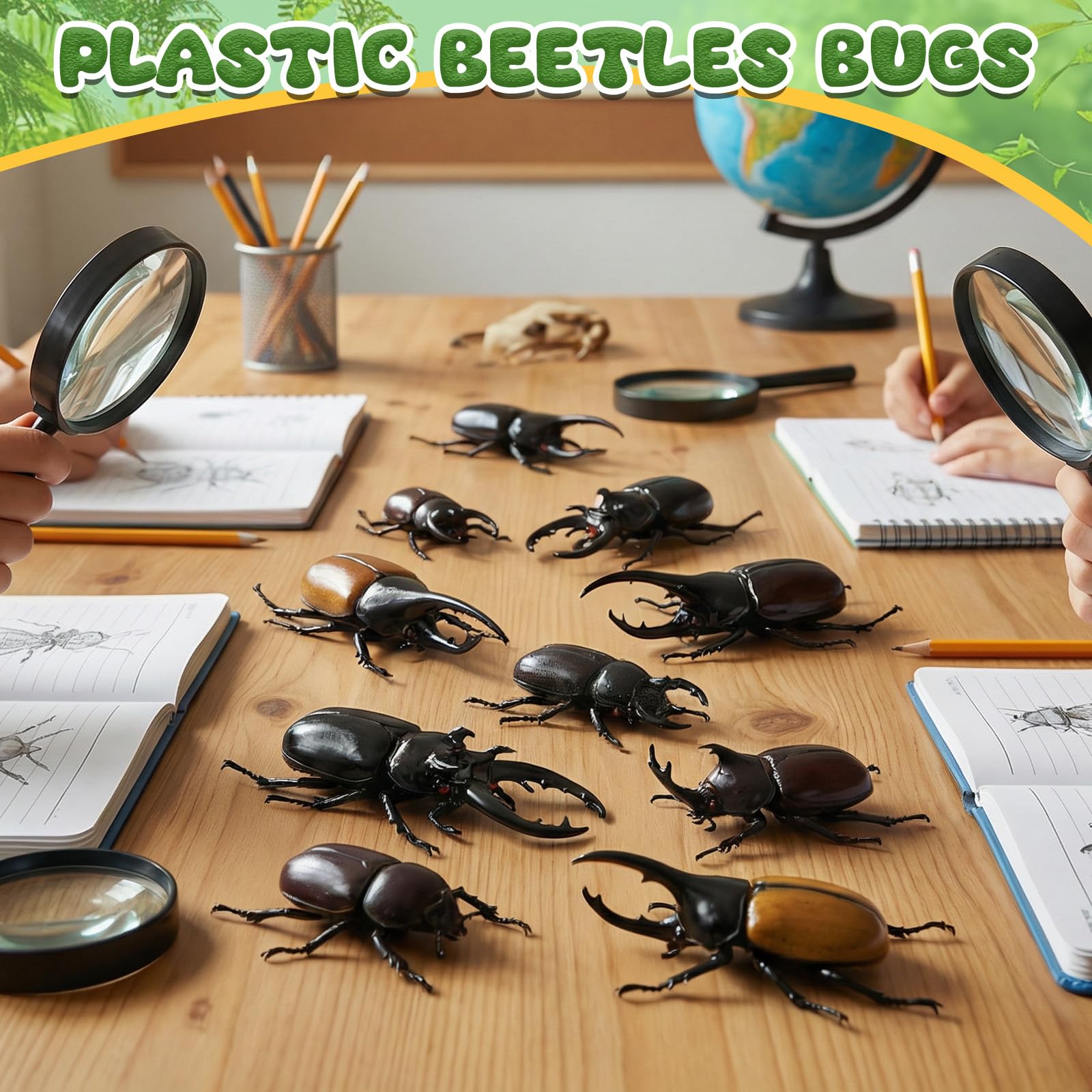 Bbiamsleep 10 Pcs Beetle Figurine Plastic Beetles Models Plastic Bugs Garden Animal Cake Topper