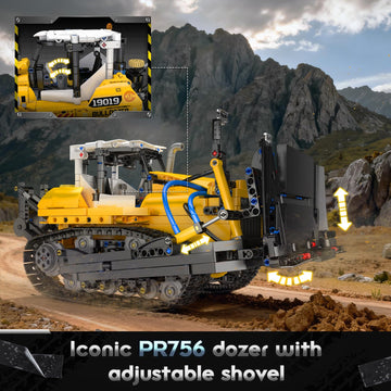 Mould King 19019 Bulldozer Building Kit with Pneumatic Cylinders, Excavator Construction Engineering Toy for Adults, Buildable Creative Model as