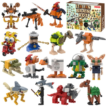 Myth Qholve Italian Brain Rot Unique Cartoon Characters Building Blocks 16 in 1 Educational & Entertaining Gift Idea for Adults