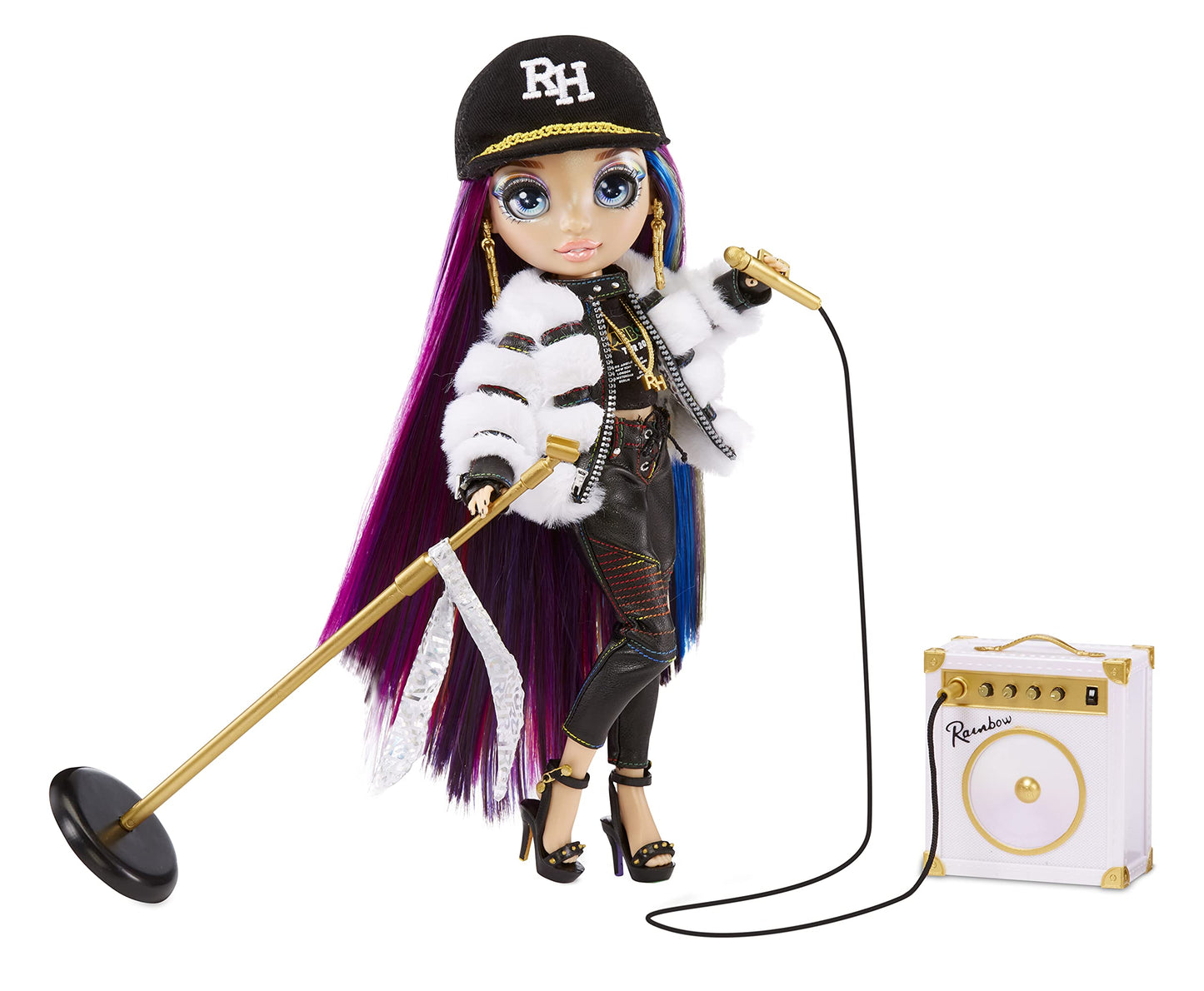 Rainbow High Rockstar Lyric Lucas Rainbow Model Doll and Playset with 2 Matching Outfits, 1 Musical Instrument & Doll Accessories, for Children from 6