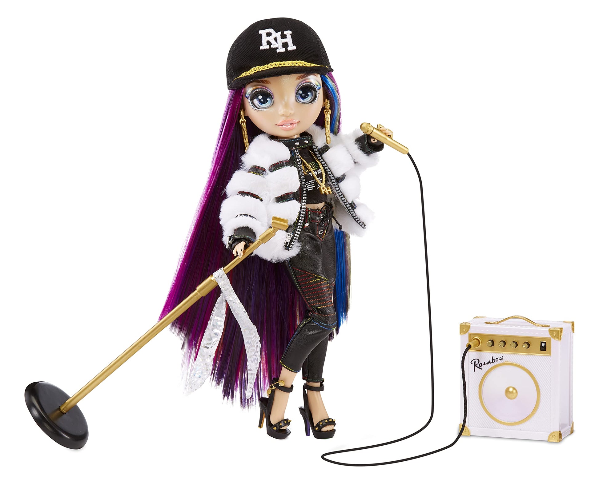 Rainbow High Rockstar Lyric Lucas Rainbow Model Doll and Playset with 2 Matching Outfits, 1 Musical Instrument & Doll Accessories, for Children from 6