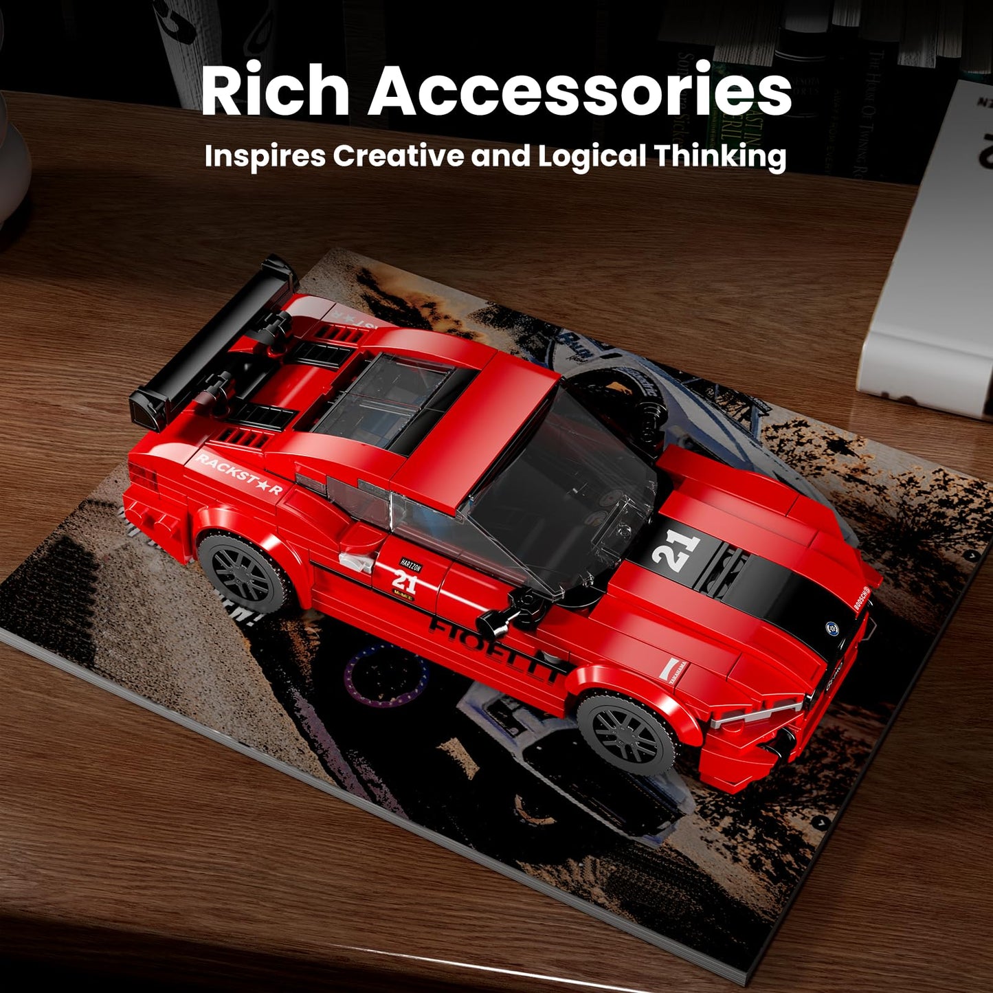 Mould King Speed Champion M8 Racing Car Building Kit with Acrylic Display Case, 27072 Collectible Model Car Kits, Building Blocks Kit Racing Toy Cars